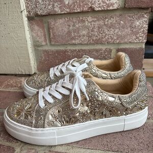 Betsey Johnson Gold Embellished Sneakers